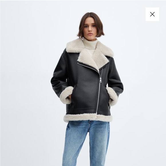 🖤 mango faux shearling-lined biker jacket 🖤
✨ size xs | new with tags ✨ - Picture 2 of 8